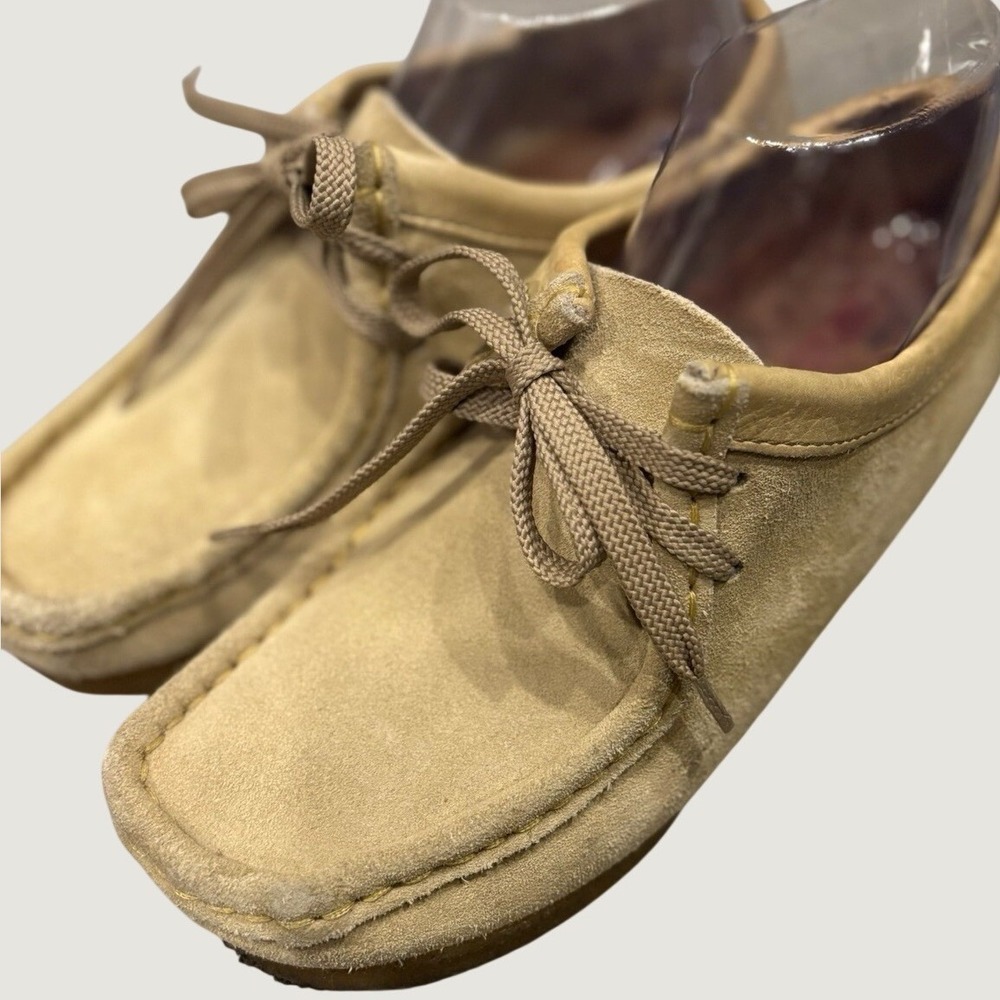 Clarks Originals Shoes Wm 7M‎ Wallabee Tan Suede Moccasin Laofers Lace Boho